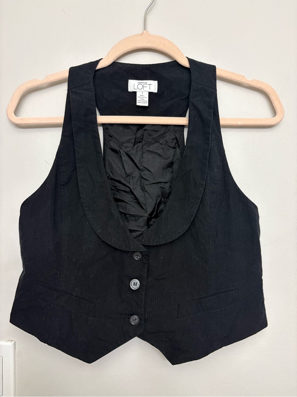 LOFT Black Pinstripe Women's Vest Bodysuit